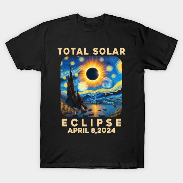 Van Gogh Starry Night Total Solar Eclipse April 8 2024 - Eclipse Shirt 2024 - Astronomy Gift Solar Eclipse T-Shirt by aesthetice1